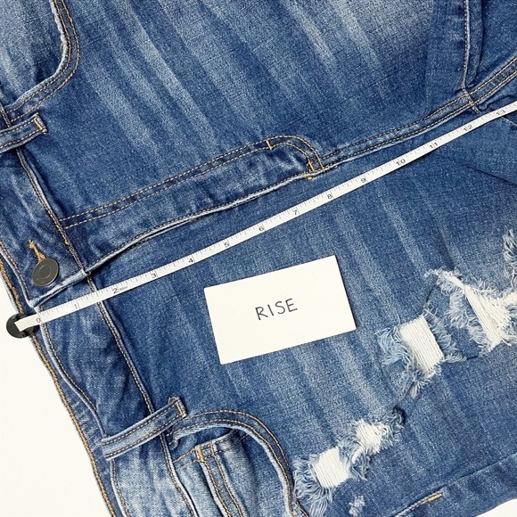 Cello High Rise Denim Shorts 3X stretch distressed midi plus size ripped cut off - Picture 11 of 14